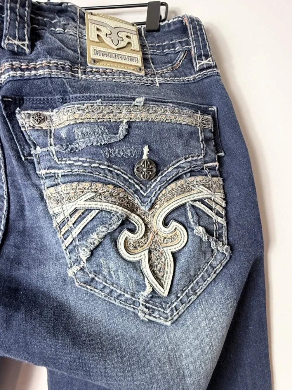 Rock Revival Butterum Straight Leg Jean Size 36 Grunge Dark Blue NWOT (I)